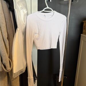 ARE YOU AM I White Long Sleeve Crop Top